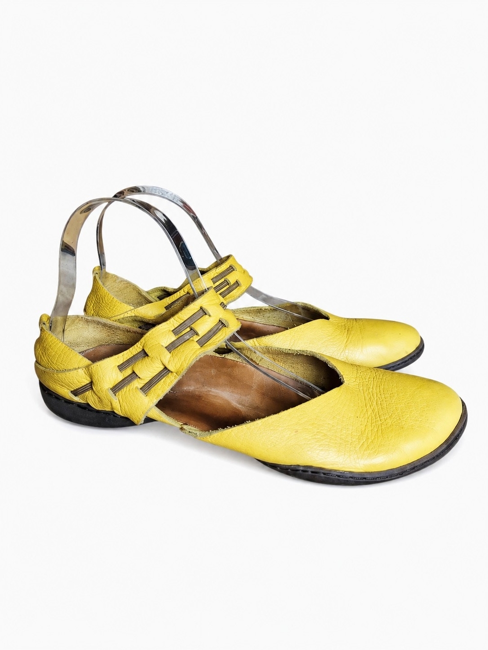 Trippen Germany Yellow Leather Flats Lagenlook Minimalist Comfort Shoes 7.5